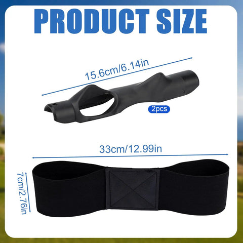 2 Pack Golf Trainer And Swing Correcting Arm Band Kit For Men And Women Golfers Beginners Grip Position Fix And Swing Mechanics Improvement For Consistent Shots Black, showing product sizes.