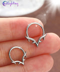 V Shaped 16G Septum Ring Clicker In 316L Stainless Steel With Wing Blade Piercing Jewelry For Nose, Daith, Helix And Cartilage