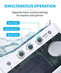 Real Deal Compact Twin Tub Portable Mini Washing Machine 21 Pounds Capacity Semi Automatic Washer Spin Dryer Combo control panel with timer settings