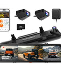 G900 Tripro Bumper 3 Channel 4K Mirror Dash Cam With 8MP STARVIS 2 IMX678 Night Vision, dual cameras, GPS, 256GB card shown