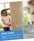 HOMSFOU 1 pair silver metal double-opening self-closing door hinges for storm and garden doors
