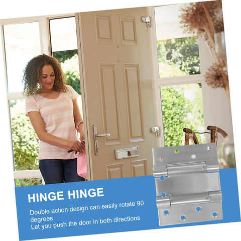 HOMSFOU 1 pair silver metal double-opening self-closing door hinges for storm and garden doors