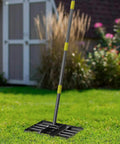 Heavy Duty Lawn Leveling Rake With Extra Long 60 Inch Handle And 18 By 10 Inch Ground Plate For Easy Soil Leveling