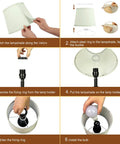 Step-by-step assembly guide for Set Of 2 20 Inch Bedside Lamps With Dual USB A And USB C Charging Ports, 3 Way Touch Control.