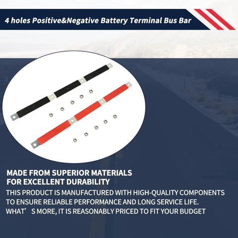 Heavy Duty Positive And Negative Battery Terminal Bus Bar For Volvo Vn Vnl Vnm 2004 To 2019, 4 holes, copper nickel plated.