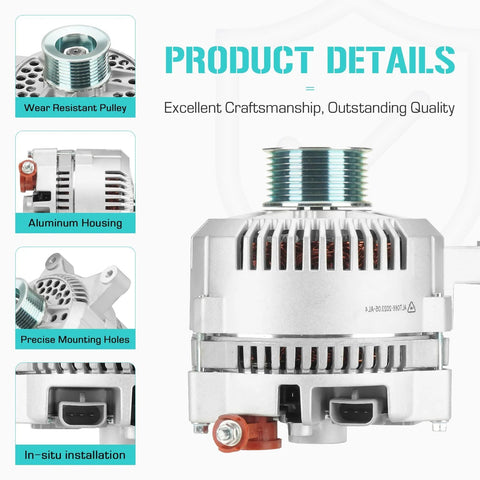 Beefy Alternator For 4.6L And 5.4L V8 Engines Fit For F Series F150 1997 To 2002 E Series Vans 1997 To 2001 side view