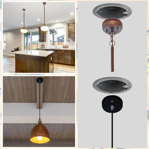 12 Pack Round Non Metallic Electrical Boxes For Old Work Ceilings Four And One Quarter Inch Plastic Junction Box With 18 Cubic Inches Capacity DIY Friendly Ceiling And Wall Light Box For Quick Install shown with pendant light fixtures