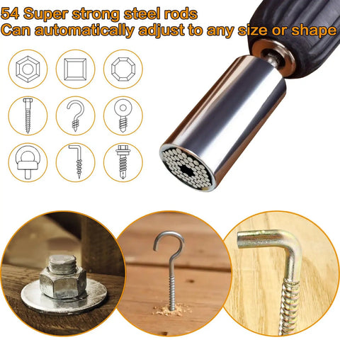 Self Adjusting Universal Socket Tool Set With Power Drill Adapter 7 To 19 mm Grip Socket Kit for Quick Fixes Handy DIY Gear