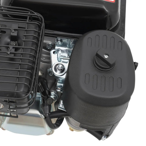 Close-up of 212cc Gas Engine With Horizontal Shaft 4-Stroke Workhorse For Farm And Industrial Jobs Hand Start Carburetor
