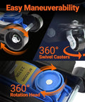 2.5 Ton Hydraulic Floor Jack With Low Profile For Sedans And SUVs 3.4 Inch To 15.2 Inch Lift Range Alloy Steel Build showing swivel casters and rotation head