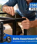 Solid As A Rock Heavy Duty Metric Hex Socket Button Head Screws Assortment Kit Including A Massive 2380 Piece Set Of Grade Ten Nine Alloy Steel Machine Bolts For M2 Through M5, man assembling furniture with hex bolts.