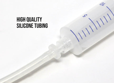 Close-up of syringe with high quality silicone tubing for Do It Yourself Friendly SRAM Hydraulic Brake Bleed Kit with 250ml DOT 5.1 Fluid
