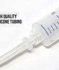 Close-up of reusable 20ml syringe with silicone tubing from SRAM Brake Bleed Kit With Code Guide Level And DOT 5.1 Fluid Reusable 20ml Syringes Bleeding Edge Tool Pro Grade Hydraulic Bleed Set For Mountain Bikes.