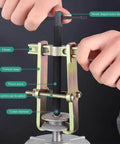 Close-up of a Two Jaw Gear Puller Four Inch Adjustable Gear Bearing And Pulley Removal Tool in use, showing screw details.