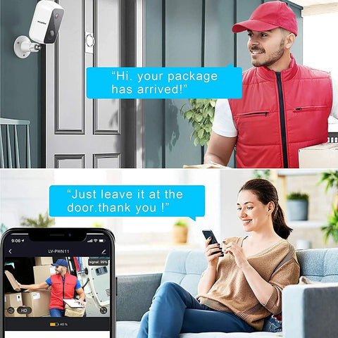 Wireless Outdoor Security Camera 1080P HD Battery Powered 9600mAh Up To 180 Days Battery Life AI Motion Detection in use
