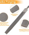 6-inch flat single-hand file with double-cut teeth, high-carbon steel, no handle.
