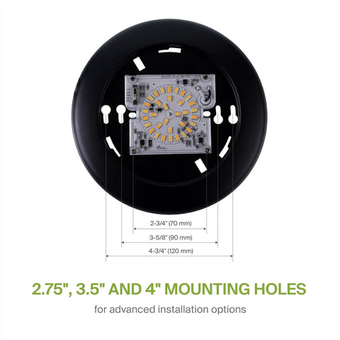 Internal view of Six Pack 6 Inch LED Disk Lights 15W 5CCT 2700K To 5000K 1245 Lumens Dimmable Flush Mount Ceiling Light showing mounting holes