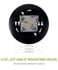 Dope 6 Inch LED Disk Lights 15W Dimmable Flush Mount Ceiling Fixtures, mounting holes measurement diagram