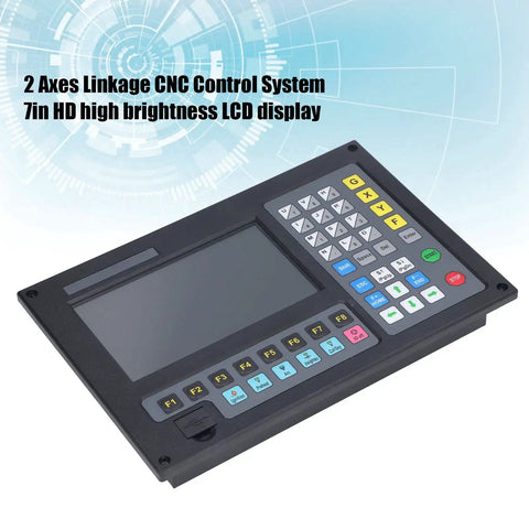 2-Axis CNC Control System With LCD Display For Plasma And Flame Cutting Pro-Grade Motion Controller With Ultra-Precise 0.001mm Precision Durable Stainless Steel Build Perfect For Pro-Level Metal Cutting Projects. black 7-inch LCD control panel with keypad