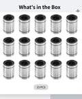 15 Pcs LM12UU Linear Ball Bearing Set With Sealed Dual Seal Protection For CNC Machines And 3D Printers 12 Mm Diameter Aluminum Alloy Construction Built To Last Smooth Operation And Accurate Motion, 15 bearings shown