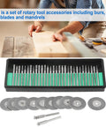 Versatile Burs Saw Blades Cutting Discs Tool Accessories Set Pro Grade Engraving Grinding Polishing Metal Wood Crafts 30 Burs 10 Blades 2 Mandrels Durable Complete Kit, rotary tool accessories