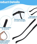 Close-up of Black Eyeglasses Repair Kit With Straight Up Solid Temple Arms, showing reinforced design and lightweight arms.