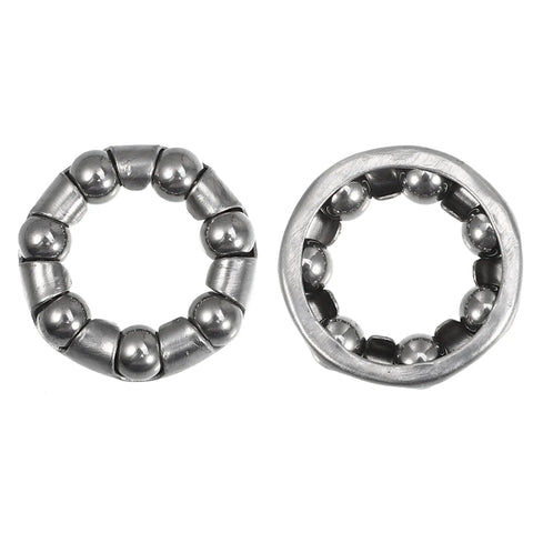 Seven Ball Bearing Cage Retainer For Bike Crank And Wheel Bearings, 20mm Outer Diameter, 13mm Inner Diameter, 4.76mm Ball Size, Stainless Steel.