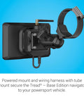 Back view of Tread Powersport Off Road Navigator with topographic maps and land boundaries, tube mount attached.