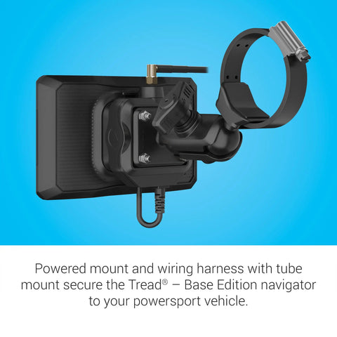 Back view of Tread Powersport Off Road Navigator with topographic maps and land boundaries, tube mount attached.