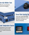 Close-up of Hot Plate Soldering Station 110V 850W Preheat Soldering Rework Heater, showcasing cooling holes and control panel.