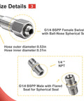 G1/4 BSPP female swivel and male fittings for Heavy Duty Stainless Steel Air Compressor Jumper Hose 1/4 X 40 Inches.