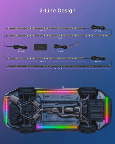Underglow Car Lights Kit With RGBIC LED Strips, 16 Million Colors, 10 Scene Modes, App Control, Music Sync, neon under SUV