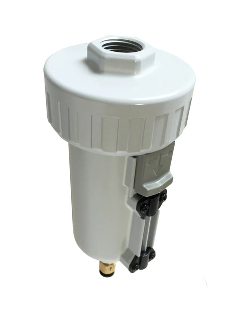 External Water Trap Valve With Automatic Drain For Compressed Air System, 1/2 In NPT Female Ports, Heavy Duty Metal Bowl