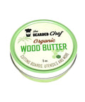 Kick Back With Premium Organic Wood Butter 5oz Game Changer Conditioner Cream featuring pure beeswax in a green tin.