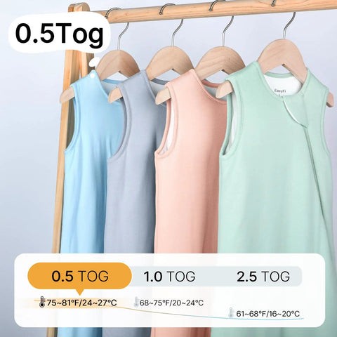 Bamboo Rayon Buttery Soft Baby Sleep Sack 6 To 12 Months 0.5 Tog Lightweight Wearable Blanket With 2 Way Zipper Unisex Summer Sleeping Bag
