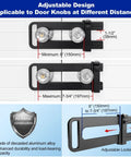 French Door Security Barricade Lock For Double Doors With Keyed Lock, All Metal U Shaped Bar, shown in adjustable positions