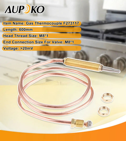 High Quality 24 Inches Long Gas Fireplace Thermocouple With M8x1 Nut And Head Tip for BBQ Grill Fire Pit Patio Heater