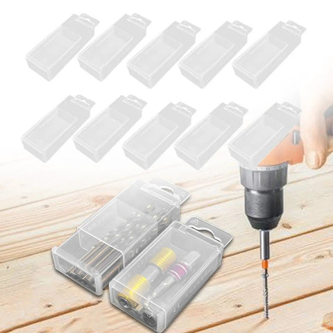10 Piece Drill Bit Storage Box Set With Telescopic Twist Case Countersink Bits Organizer For 7.6mm To 13mm Durable Rectangular Drill Bit Case with drill bits