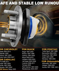 Pair 513121 Front Wheel Bearing Hub Assembly For GM Vehicles, 5 Lug, ABS, side view with list of compatible models