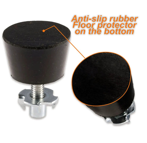 Kick It Up With Dead Simple M6 Thread Furniture Leveling Feet Screw In Adjustable Glides showing anti-slip rubber floor protector.