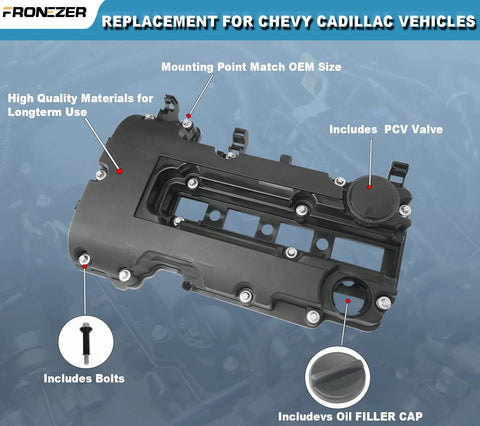 Valve Cover Assembly With Gaskets Bolts And Oil Filler Cap Compatible With 2011 2020 Chevy Cruze Sonic Trax Volt Cadillac ELR Buick Encore 1.4L Turbo Replacement Kit