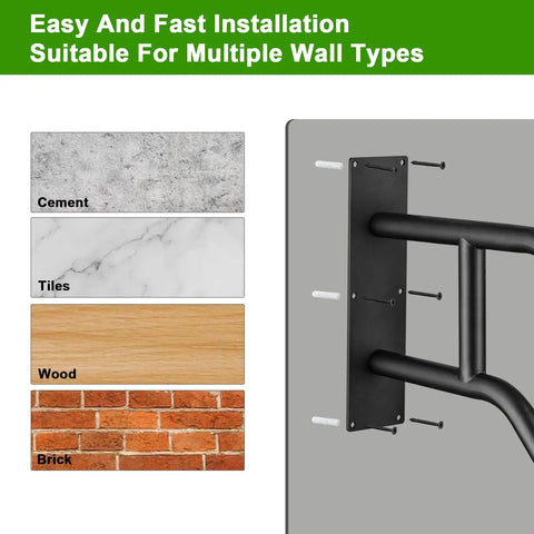 Heavy Duty U Shaped Wall Mount Stair Handrail For Indoor Outdoor Porch Steps Non Slip Safety Grab Bar with installation on various wall types
