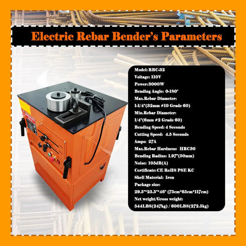 Tough As Nails Electric Rebar Bender Cutter Combo Smashes 1-1/4 Inch Steel Bars With A Sick 3000W Motor for precise bends.