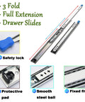 Heavy Duty Metal Drawer Slides 20 Inch Ball Bearing Runners for Cars And Workshop Use, 500mm smooth extension rails