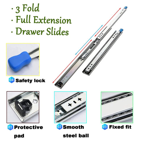 Heavy Duty Metal Drawer Slides 20 Inch Ball Bearing Runners for Cars And Workshop Use, 500mm smooth extension rails