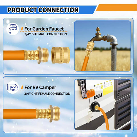 2025 RV Winterizing Kit Upgrade With Oil Pressure Gauge, Sprinkler Blowout Adapter and 12 Inch Hose for faucet connection