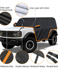 Ford Bronco 2 Door Cab Cover 420D Oxford Fabric Waterproof All Weather Sun Rain UV Dust Protection With Zipper Door shown on vehicle