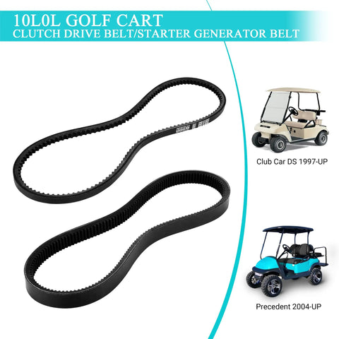 2 Pack Heavy Duty Golf Cart Drive And Starter Belt Kit For DS 1997 And Up And Precedent 2004 And Up With FE290 FE350 Engines