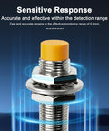 Inductive Proximity Sensor M12 4mm Detection Unshielded NPN NO with blue detection aura for industrial automation.