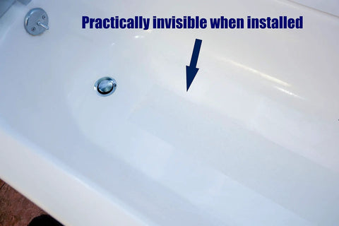 Image of invisible when installed Pre Cut 30x6 Anti Slip Stair Treads 15 Pack With Roller Clear Non Slip Grip Strips on bathtub